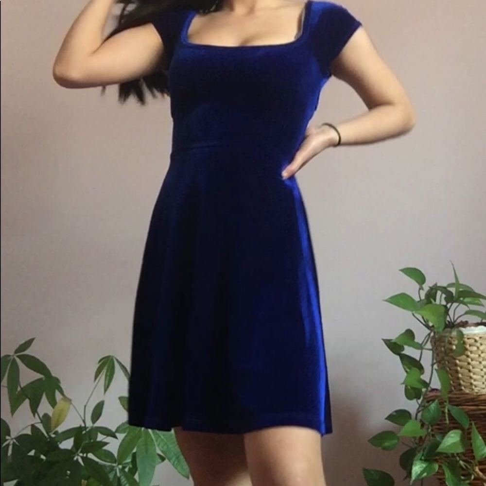 Blue velvet dress